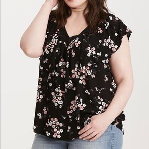 Torrid Floral Print Ruffle Blouse